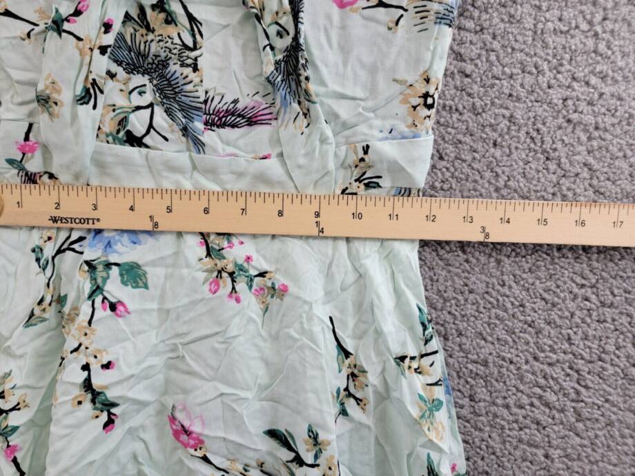 One Hart Flutter-Sleeve Fit & Flare Dress Juniors' XS Opal Blue Floral Side Zip