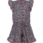 Sea Donna Printed Flutter Sleeve Romper Girls' 4Y Multi Stand Collar Zip Closure