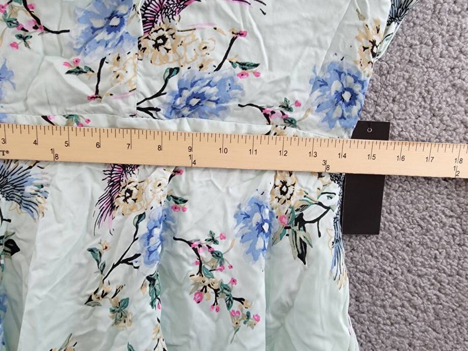 One Hart Flutter-Sleeve Fit & Flare Dress Juniors' L Opal Blue Floral Side Zip