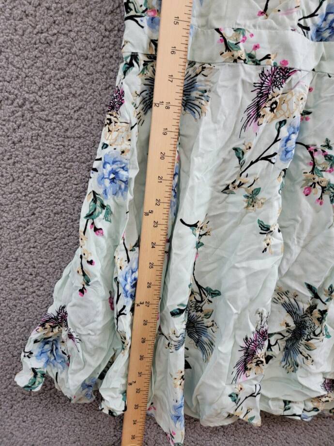 One Hart Flutter-Sleeve Fit & Flare Dress Juniors' L Opal Blue Floral Side Zip