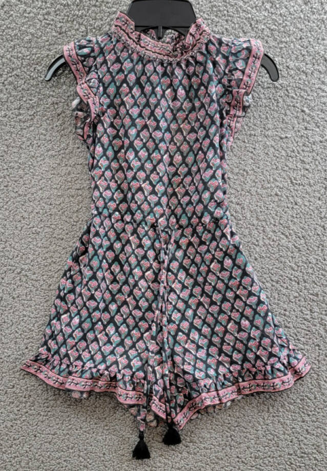 Sea Donna Printed Flutter Sleeve Romper Girls' 4Y Multi Stand Collar Zip Closure