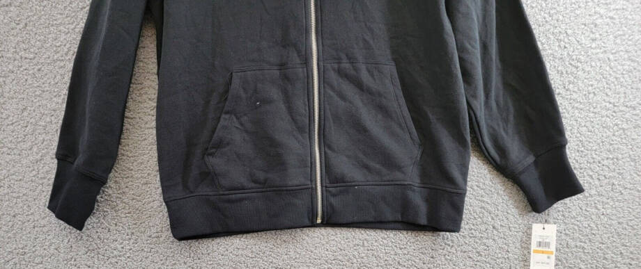 Tommy Hilfiger Sport Zip-Front Logo Hoodie Women's S Black Kangaroo Pocket L/S