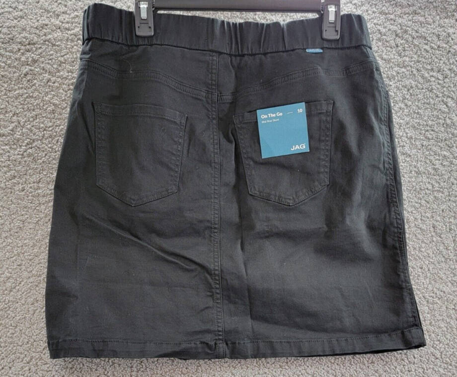 JAG On The Go Pull-On Elastic Waistband Stretch Skort Women's 10 Black 5 Pockets