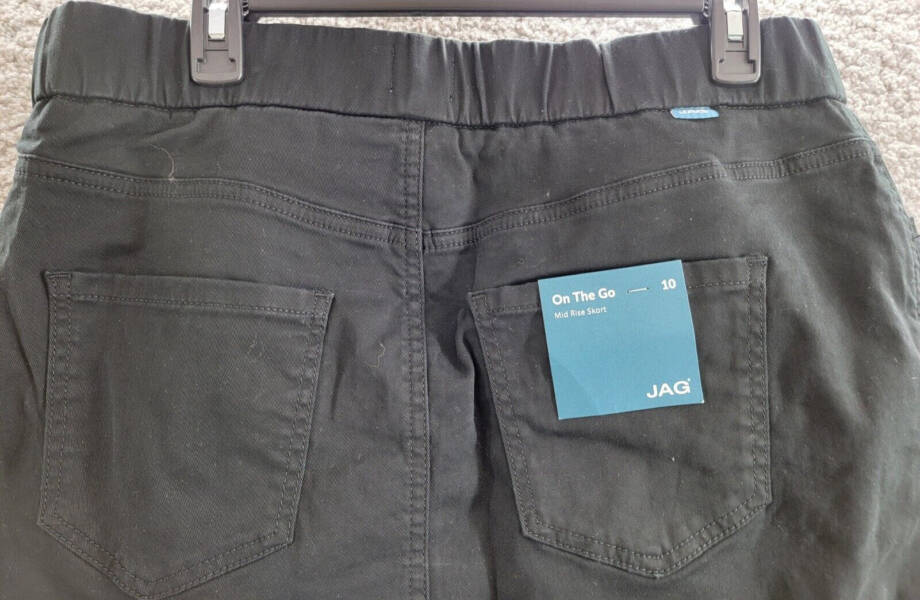 JAG On The Go Pull-On Elastic Waistband Stretch Skort Women's 10 Black 5 Pockets