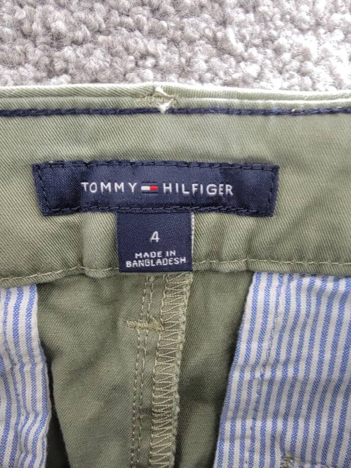 Tommy Hilfiger Hampton Stretch Slim Chino Pants Women's 4 Olive Zip Hook & Bar