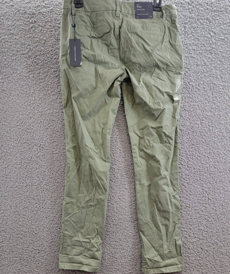 Tommy Hilfiger Hampton Stretch Slim Chino Pants Women's 4 Olive Zip Hook & Bar