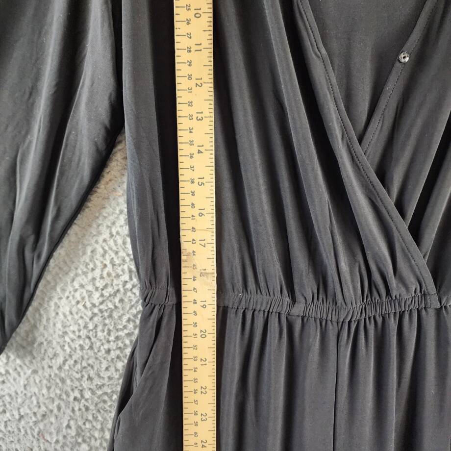 NY Collection Petite Short 3/4 Sleeve Belted Wide Leg Jumpsuit Women's PL Black