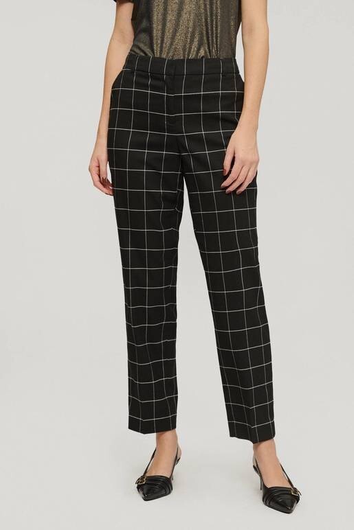Anne Klein Straight Leg Check Pants Women's 4 Black Belt Loop Zipper Closure
