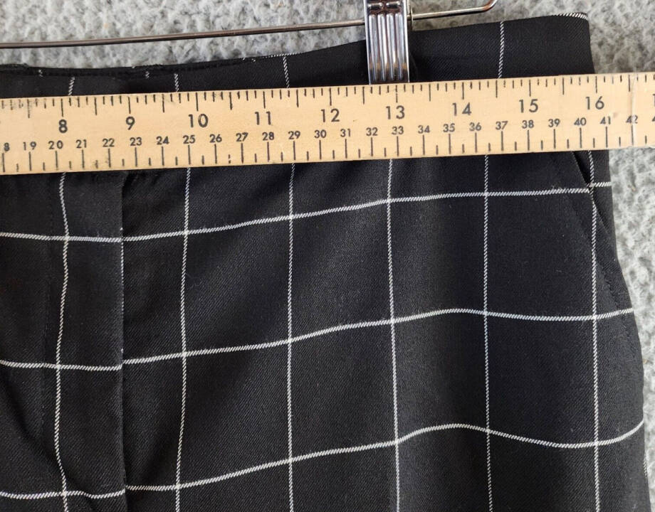 Anne Klein Straight Leg Check Pants Women's 4 Black Belt Loop Zipper Closure