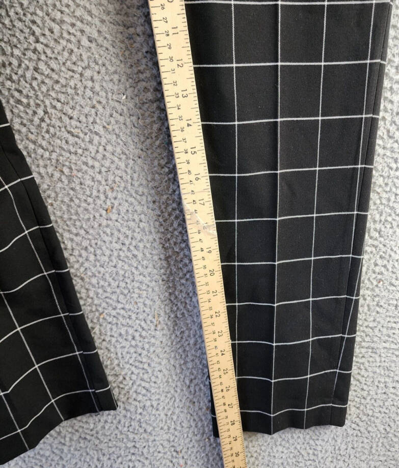 Anne Klein Straight Leg Check Pants Women's 4 Black Belt Loop Zipper Closure