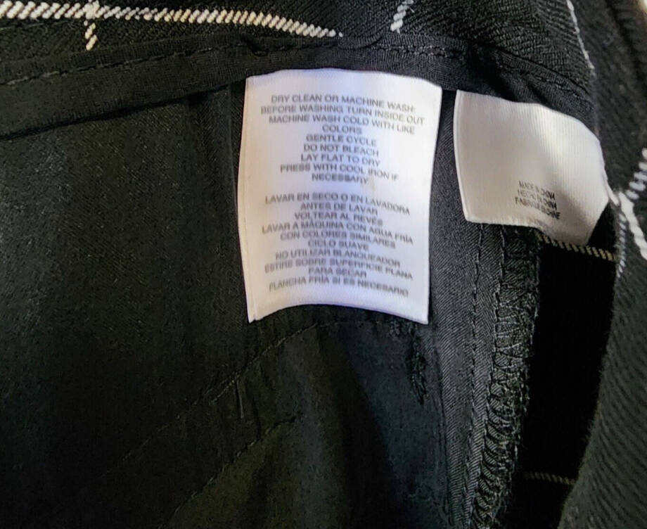 Anne Klein Straight Leg Check Pants Women's 4 Black Belt Loop Zipper Closure
