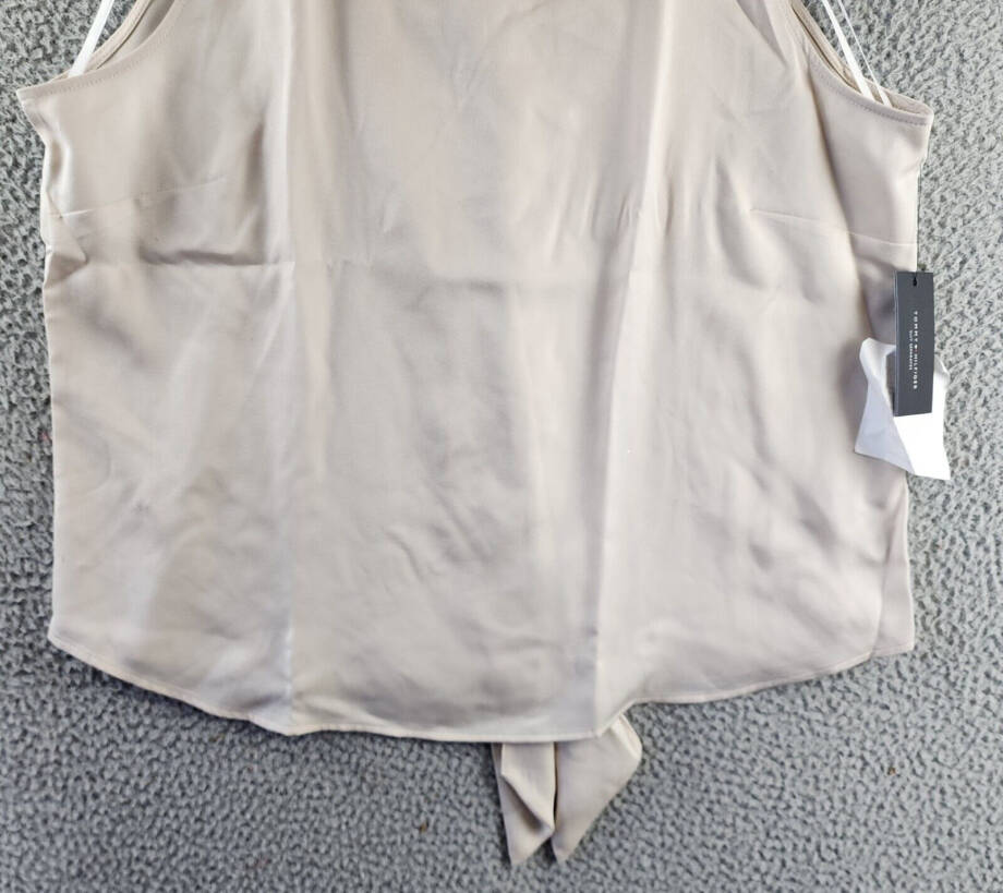 Tommy Hilfiger Sleeveless Tie-Neck Top Women's XL Soft White Back Button Closure