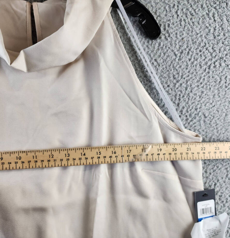 Tommy Hilfiger Sleeveless Tie-Neck Top Women's XL Soft White Back Button Closure