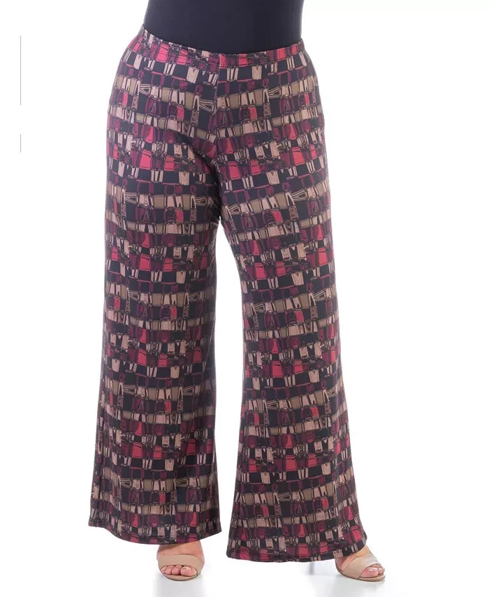24seven Comfort Apparel Plus Size Elastic Waist Palazzo Pants Women's 2X Multi