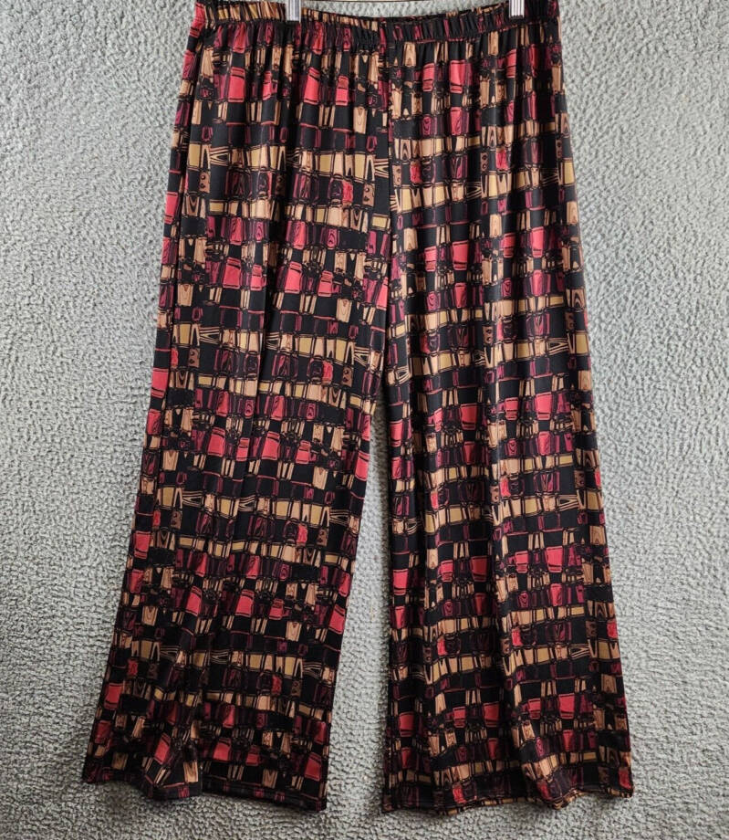 24seven Comfort Apparel Plus Size Elastic Waist Palazzo Pants Women's 2X Multi
