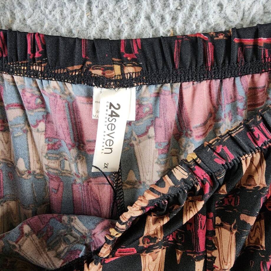 24seven Comfort Apparel Plus Size Elastic Waist Palazzo Pants Women's 2X Multi