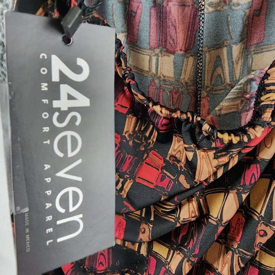 24seven Comfort Apparel Plus Size Elastic Waist Palazzo Pants Women's 2X Multi