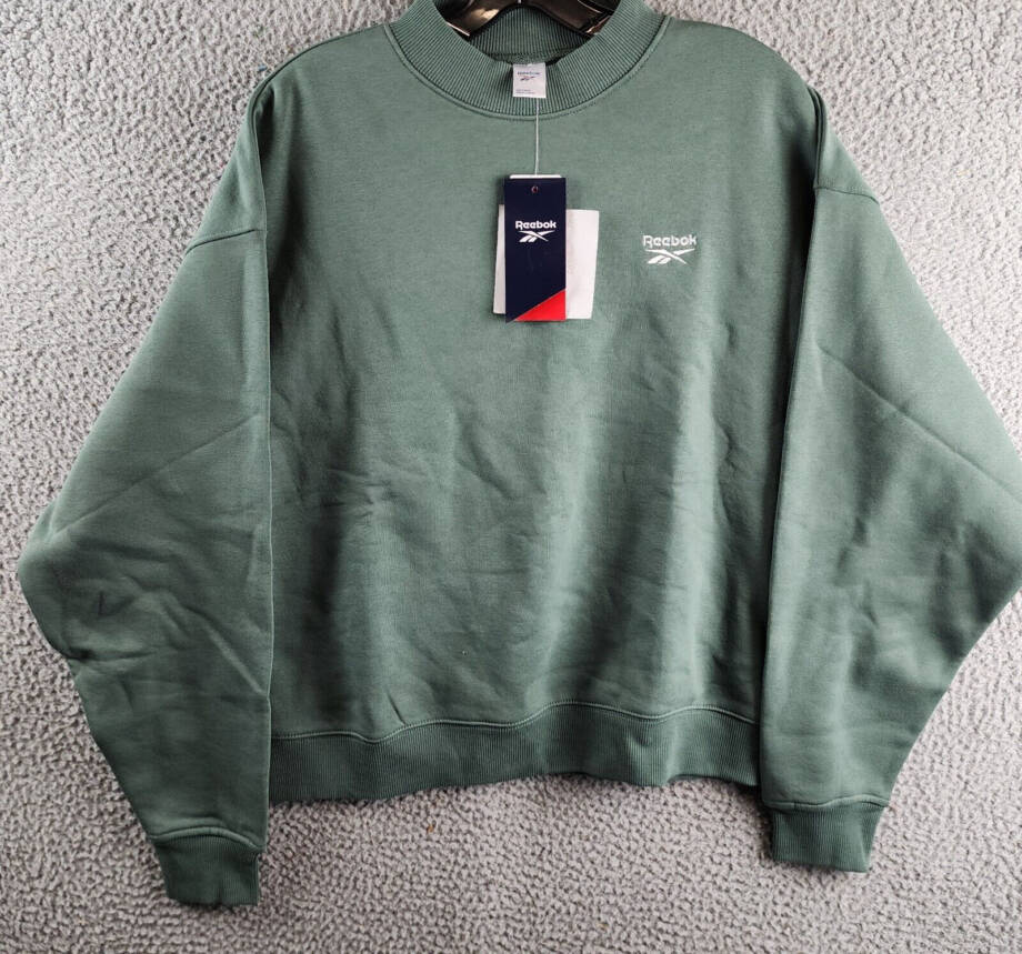 Reebok Identity Fleece Mock Neck Sweatshirt Women's M Green Long Sleeve Pullover