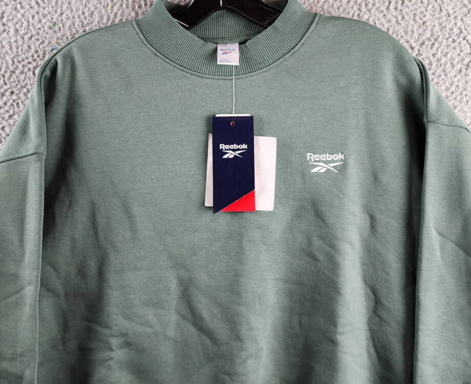 Reebok Identity Fleece Mock Neck Sweatshirt Women's M Green Long Sleeve Pullover