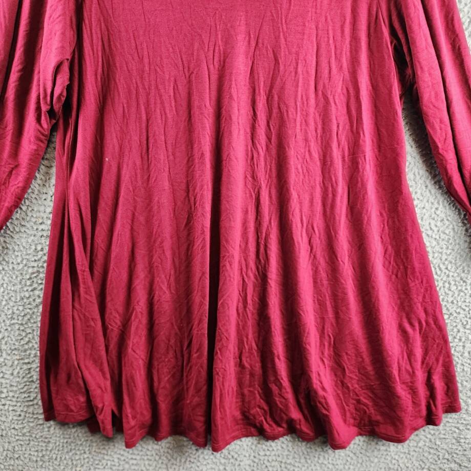 24seven Comfort Apparel Plus Size 3/4 Sleeve V-Neck Tunic Top Women's 2X Red