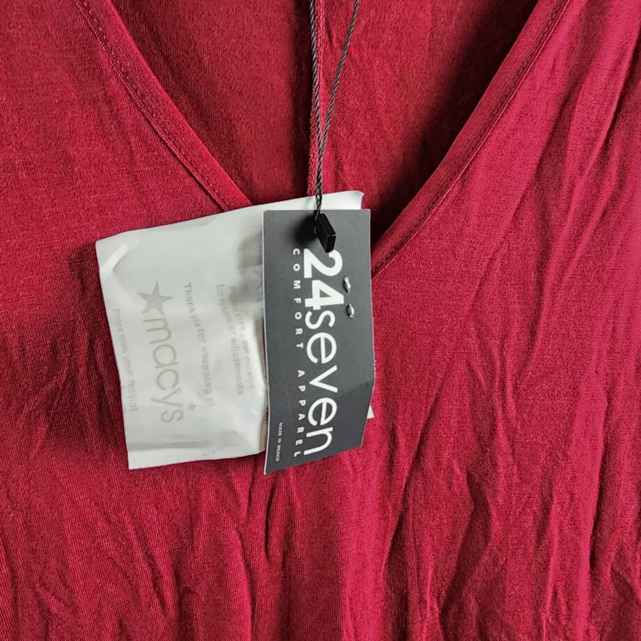 24seven Comfort Apparel Plus Size 3/4 Sleeve V-Neck Tunic Top Women's 2X Red