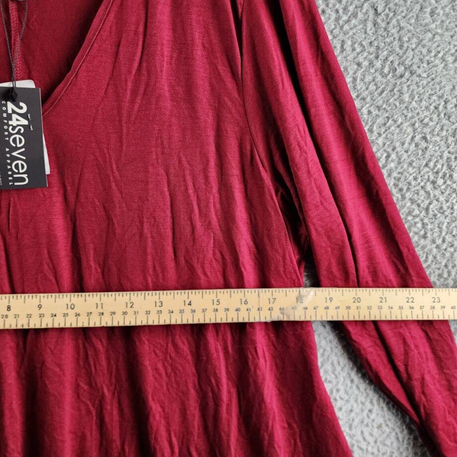 24seven Comfort Apparel Plus Size 3/4 Sleeve V-Neck Tunic Top Women's 2X Red