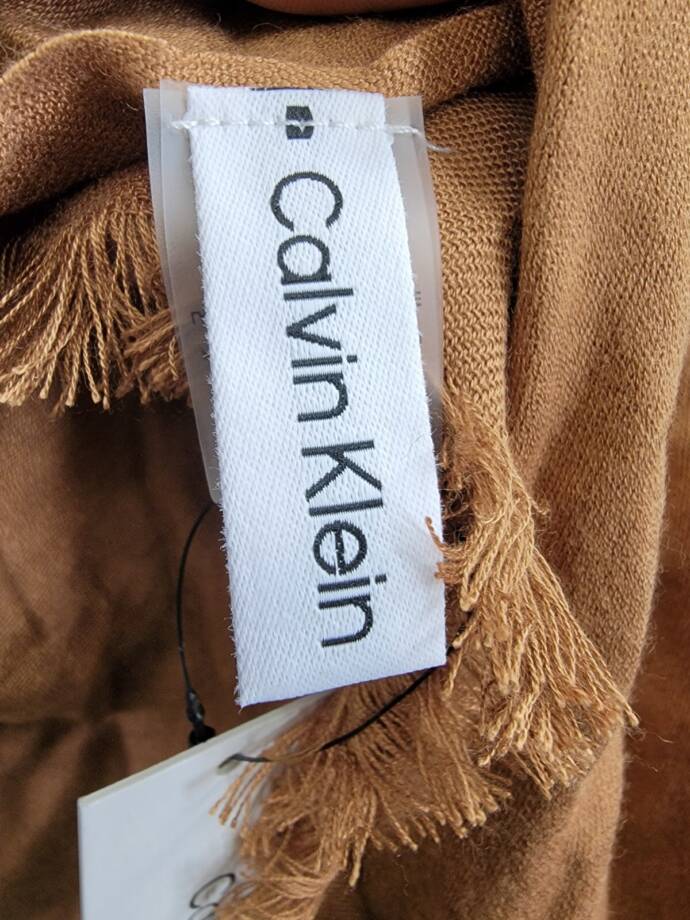 Calvin Klein Solid Satin-Feel Pashmina Scarf Women's One Size Luggage