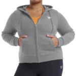 Reebok Plus Size French Terry Zip-Front Hoodie Women's 3X/22-24W Gray Heather
