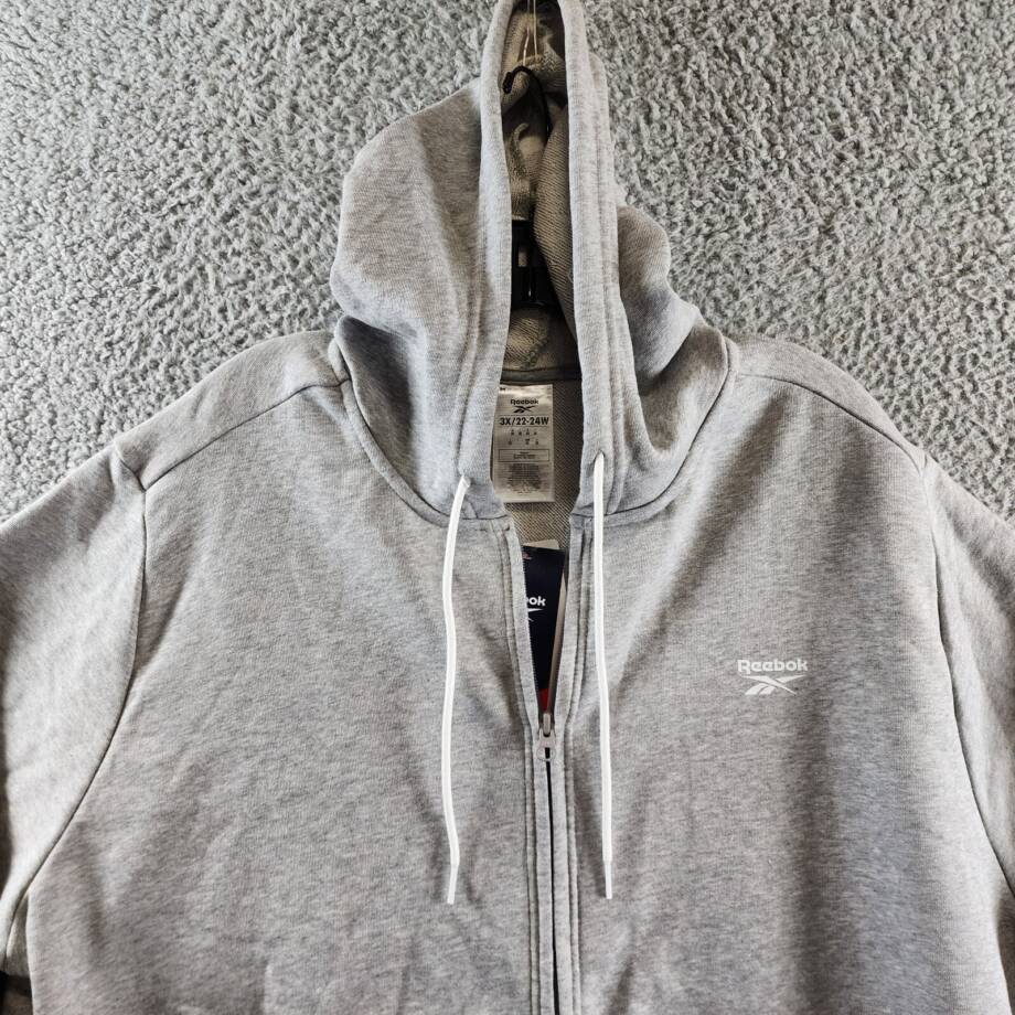 Reebok Plus Size French Terry Zip-Front Hoodie Women's 3X/22-24W Gray Heather
