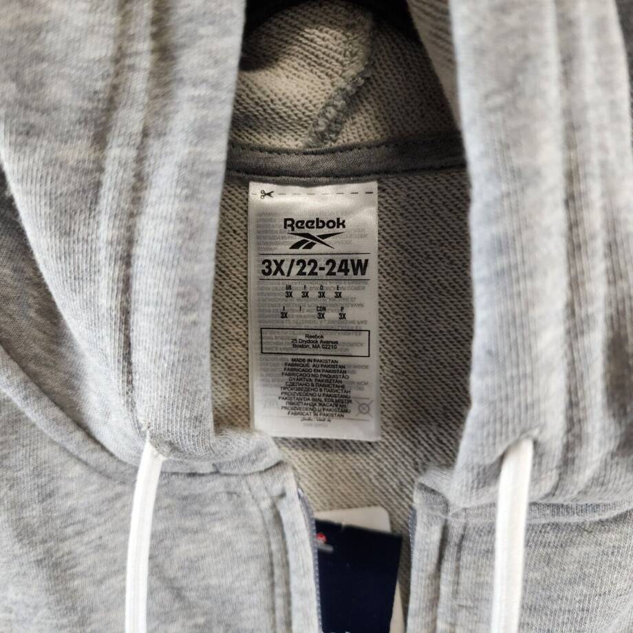Reebok Plus Size French Terry Zip-Front Hoodie Women's 3X/22-24W Gray Heather