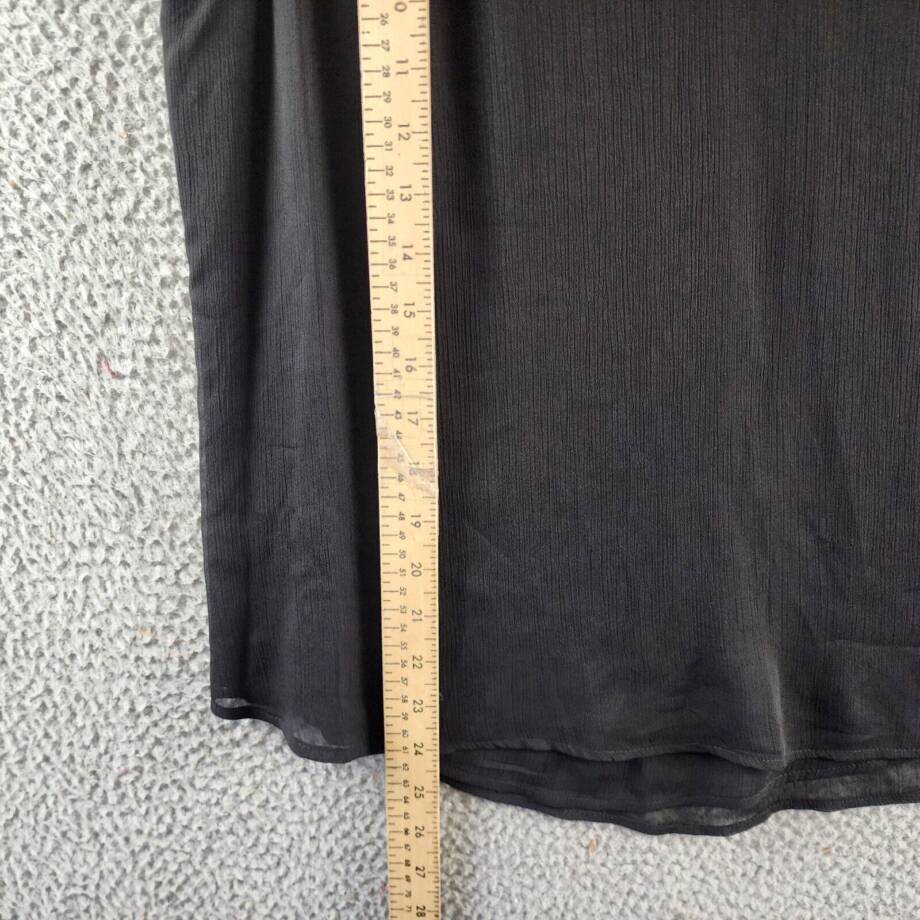 Calvin Klein Ruffled Cap-Sleeve Tie-Neck Blouse Women's L Black Solid Pullover