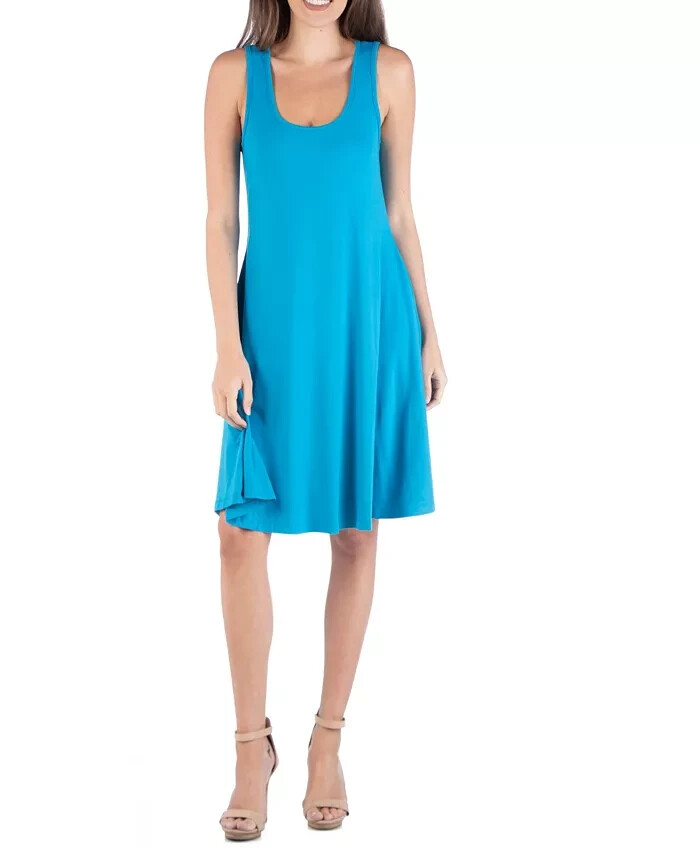 24seven Comfort Apparel Sleeveless Fit and Flare Skater Dress Women's M Sapphire