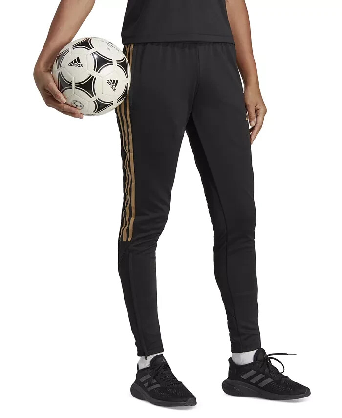 adidas Reflective Tiro 23 Track Pants Women's XS Black/Gold Elastic Waist PullOn