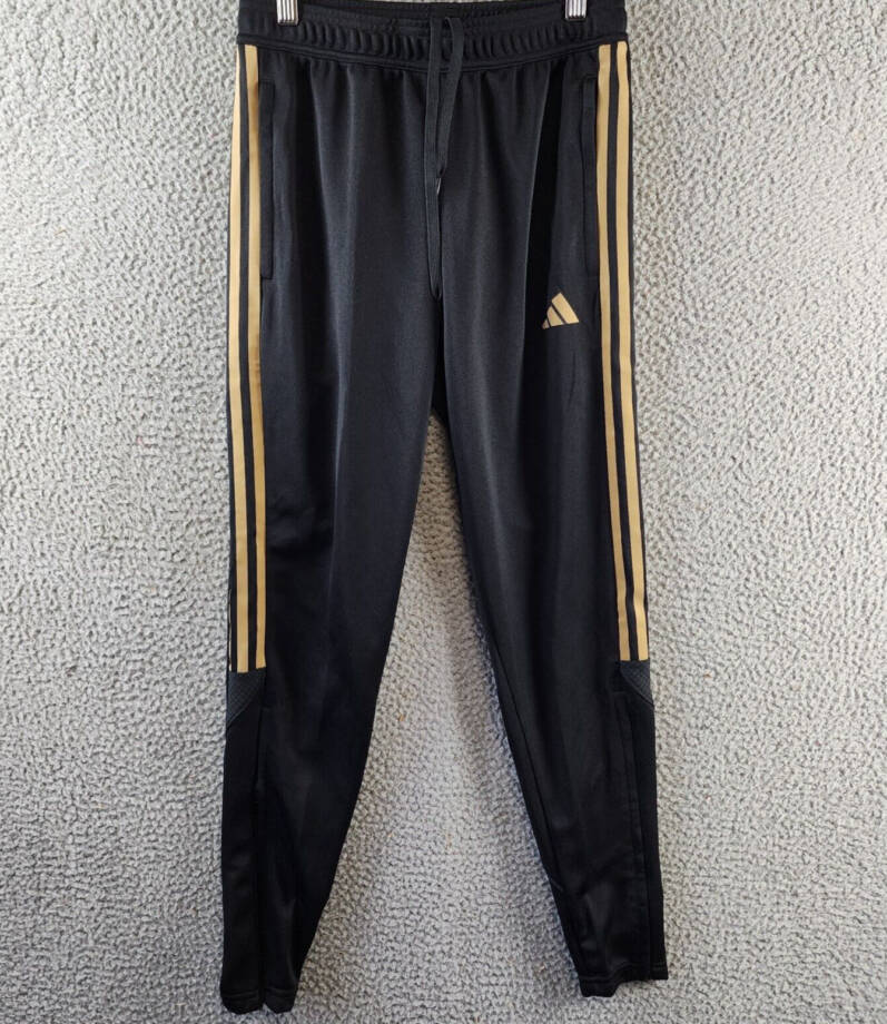 adidas Reflective Tiro 23 Track Pants Women's XS Black/Gold Elastic Waist PullOn