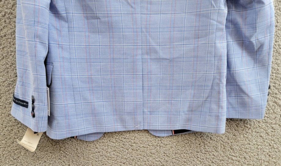 Tommy Hilfiger Stretch Deco Plaid Sport Coat Boys' 8 Academy Blue Notch Lapel