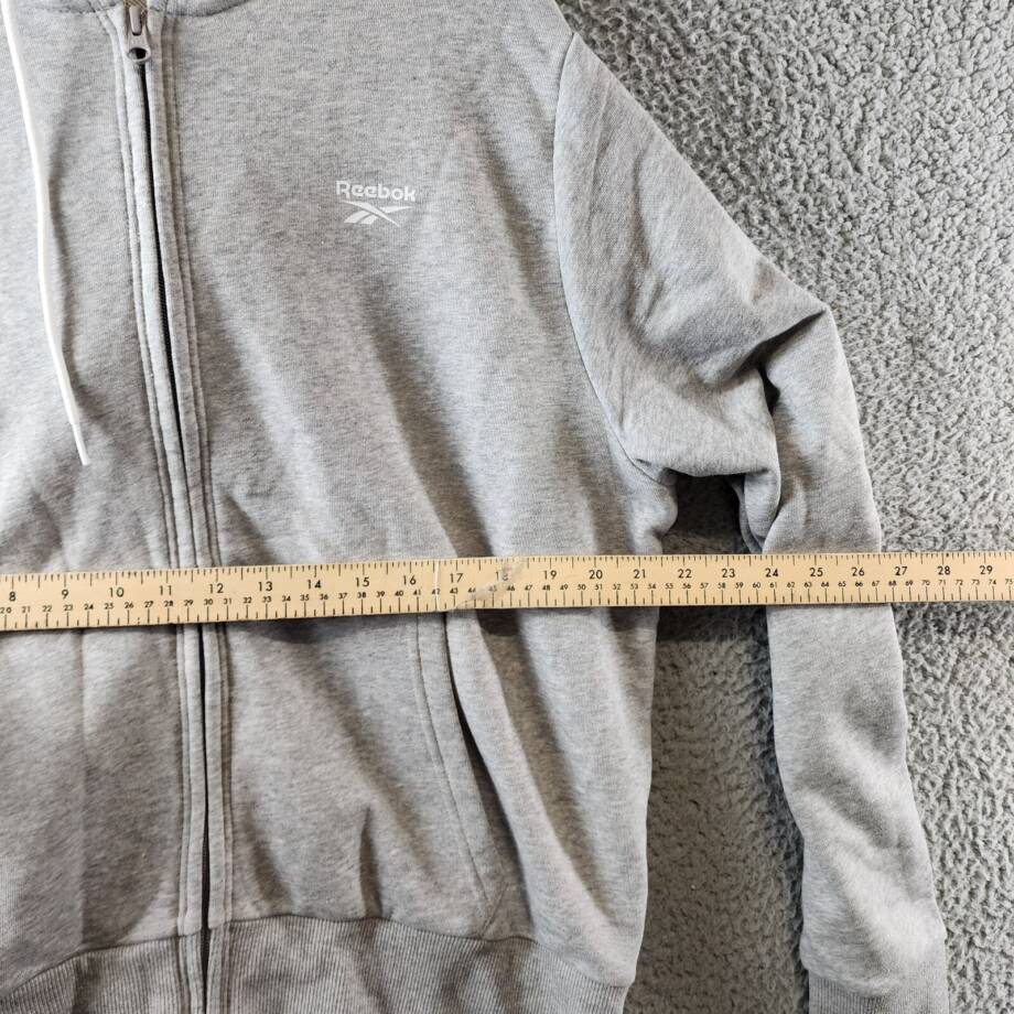 Reebok Plus French Terry Zip-Front Hoodie Women's 1X/16W Medium Grey Heather