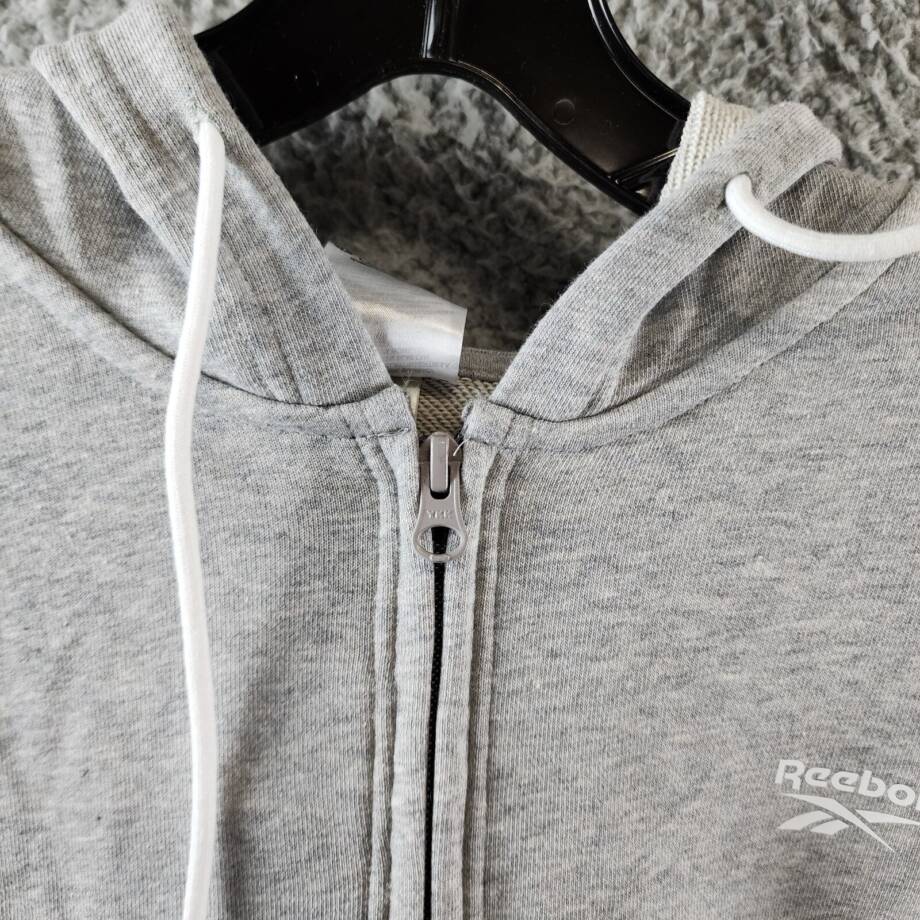 Reebok Plus French Terry Zip-Front Hoodie Women's 1X/16W Medium Grey Heather