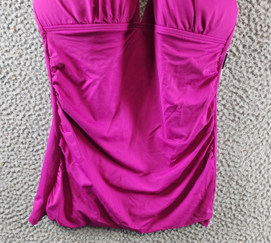 Lauren Ralph Lauren Molded Cup Halter Tankini Top Women's 4 Magenta Tie Closure