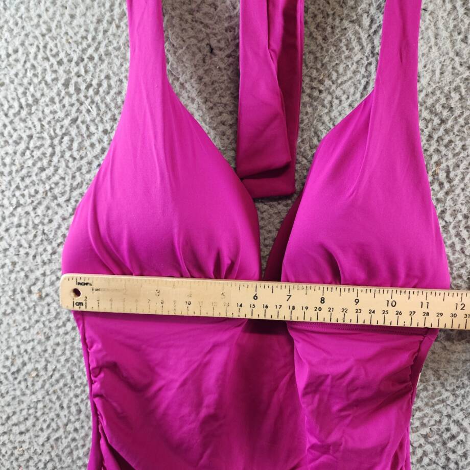 Lauren Ralph Lauren Molded Cup Halter Tankini Top Women's 4 Magenta Tie Closure