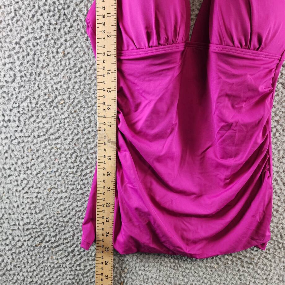 Lauren Ralph Lauren Molded Cup Halter Tankini Top Women's 4 Magenta Tie Closure
