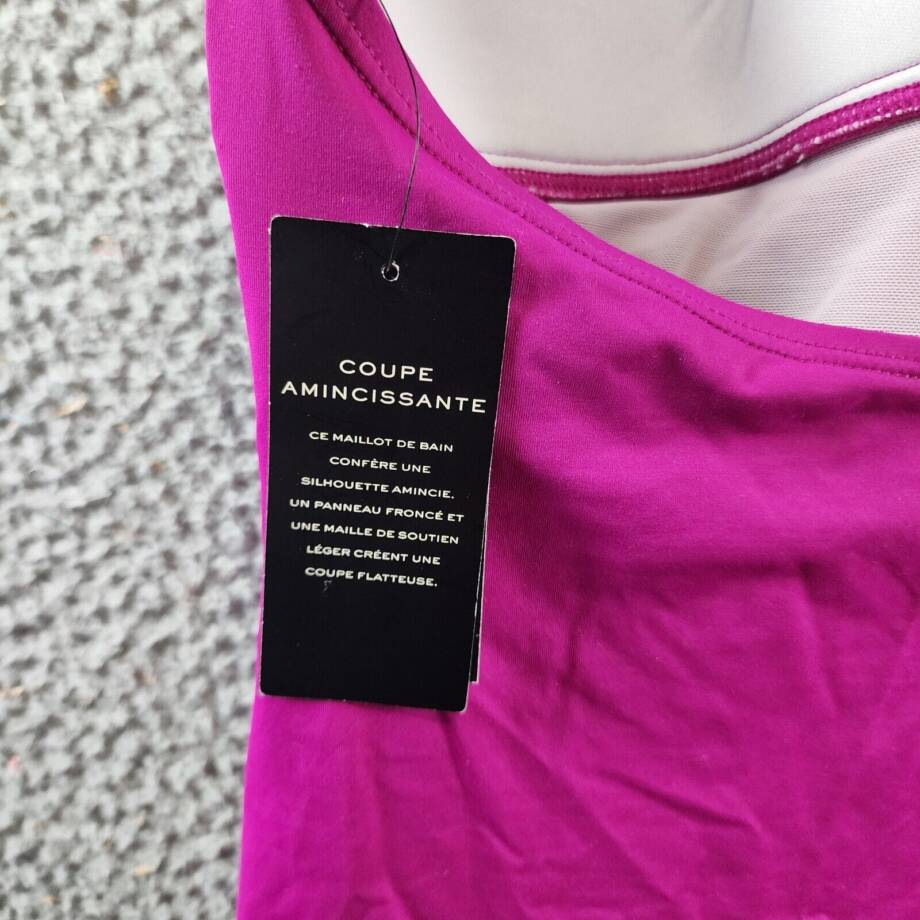 Lauren Ralph Lauren Molded Cup Halter Tankini Top Women's 4 Magenta Tie Closure