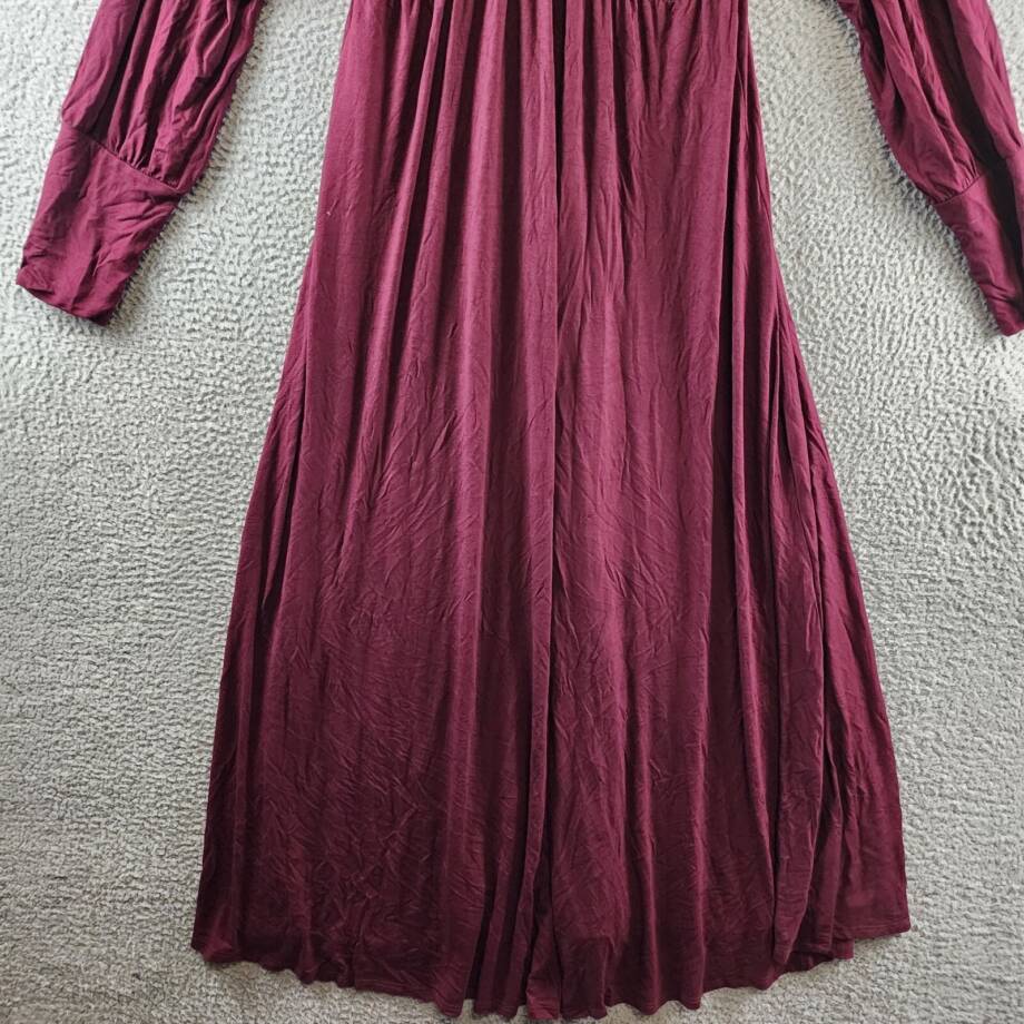 24seven Comfort Apparel Plus Size V-Neck Long Sleeve Maxi Dress Women's 3X Wine