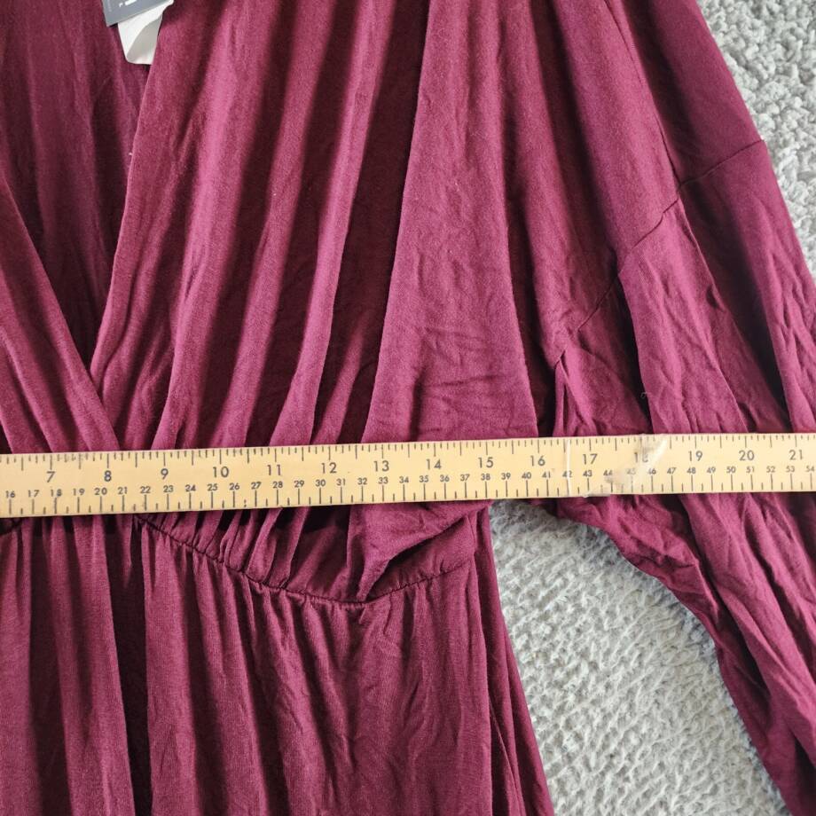 24seven Comfort Apparel Plus Size V-Neck Long Sleeve Maxi Dress Women's 3X Wine