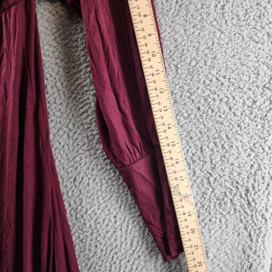 24seven Comfort Apparel Plus Size V-Neck Long Sleeve Maxi Dress Women's 3X Wine