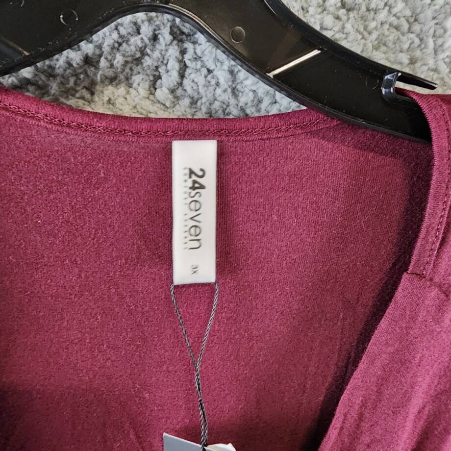 24seven Comfort Apparel Plus Size V-Neck Long Sleeve Maxi Dress Women's 3X Wine
