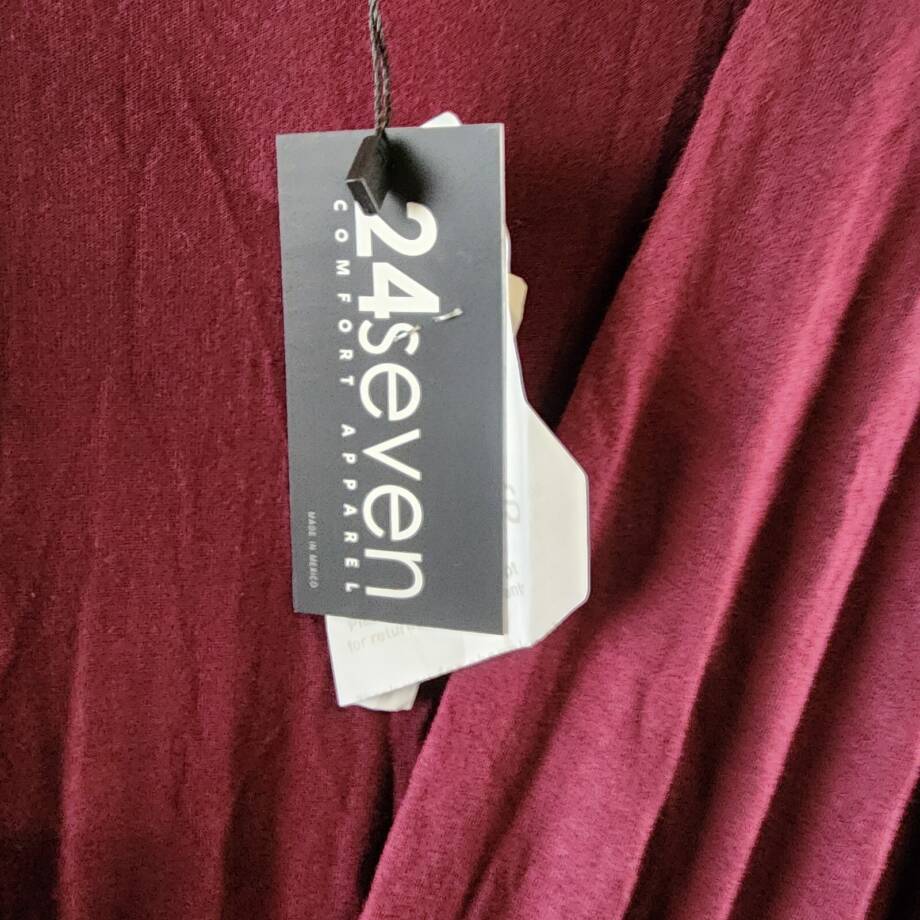 24seven Comfort Apparel Plus Size V-Neck Long Sleeve Maxi Dress Women's 3X Wine