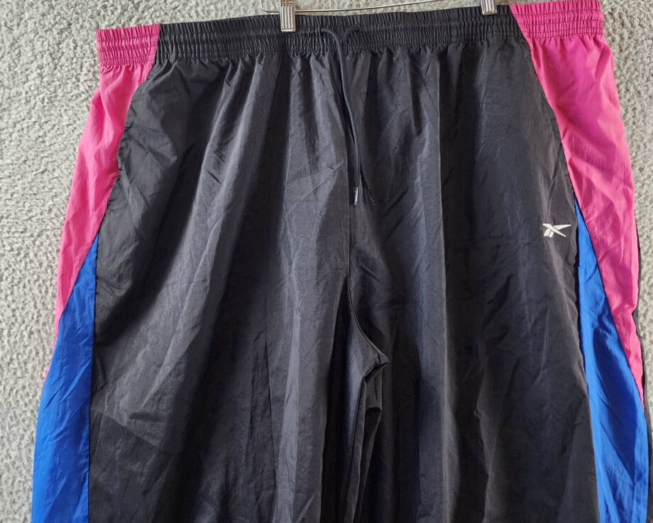 Reebok Plus Size Pull-On Logo Woven Track Pants Womens 4X Black Multi Colorblock
