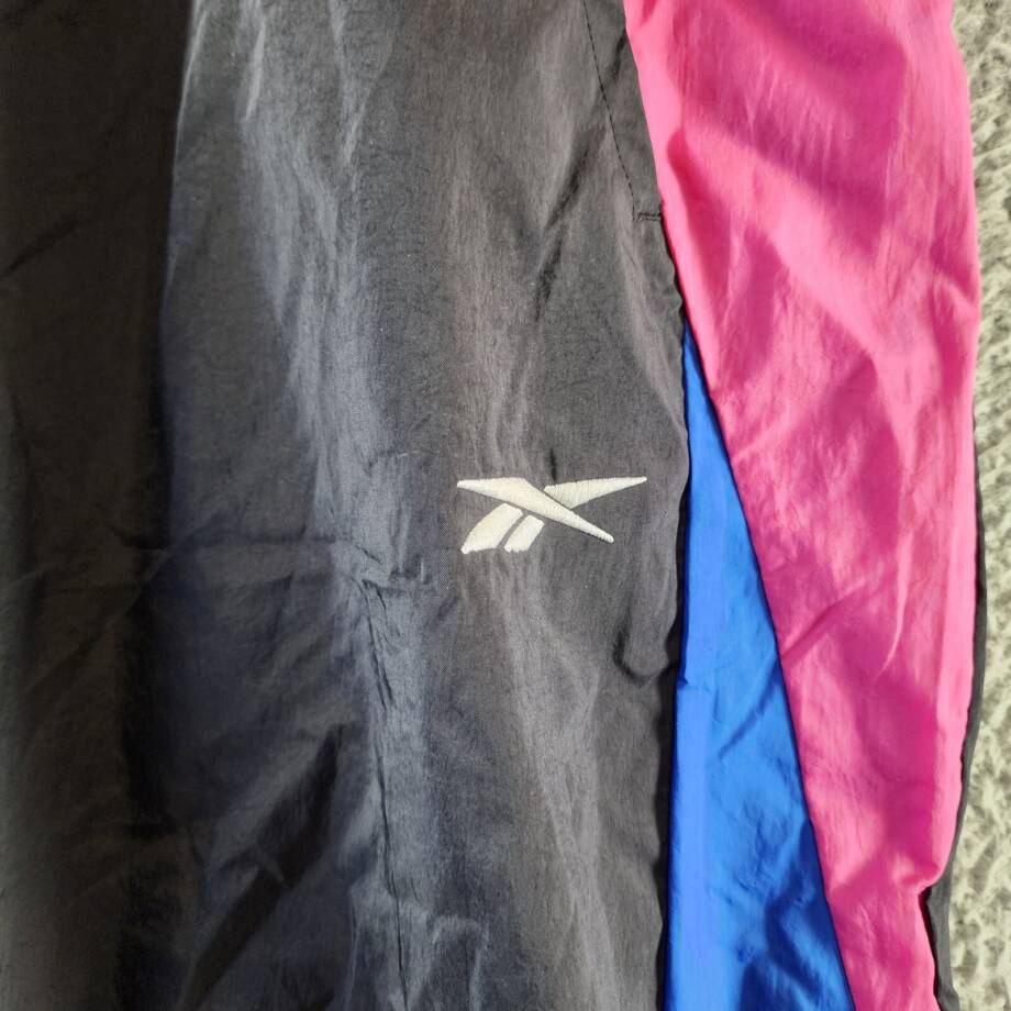 Reebok Plus Size Pull-On Logo Woven Track Pants Womens 4X Black Multi Colorblock