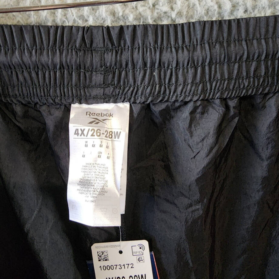 Reebok Plus Size Pull-On Logo Woven Track Pants Womens 4X Black Multi Colorblock