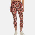 DKNY Sport Printed High-Waist Cropped Leggings Women's XS Hot Coral Multi PullOn
